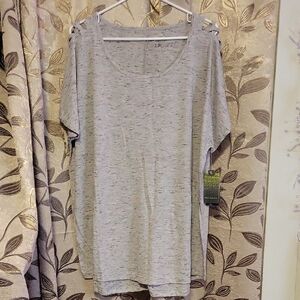 Tek Gear Heathered Gray Cut-Out Sleeve Tee